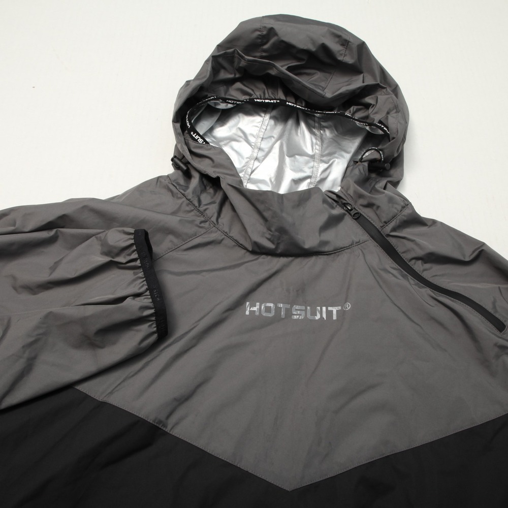Hotsuit Pullover Jacket Mens 5XL Black Gray Sauna Sweat Suit Hooded Workout